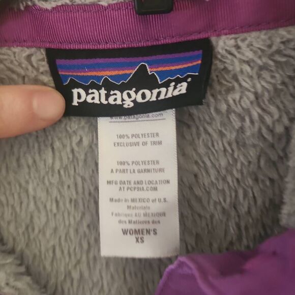 💚 Patagonia Women's Re-Tool Snap-T Pullover Fleece Gray Purple XS - Picture 3 of 4